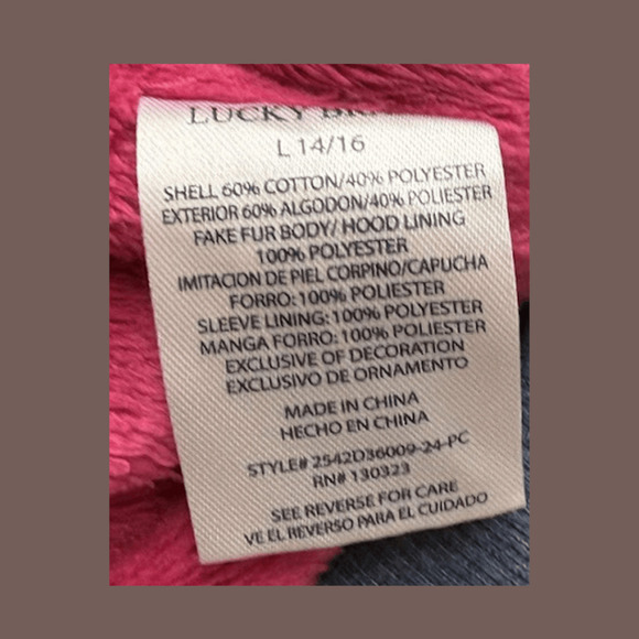 Lucky Brand Zip Hoodie | Gray Floral Faux Fur | Size L | Vintage - Picture 5 of 5